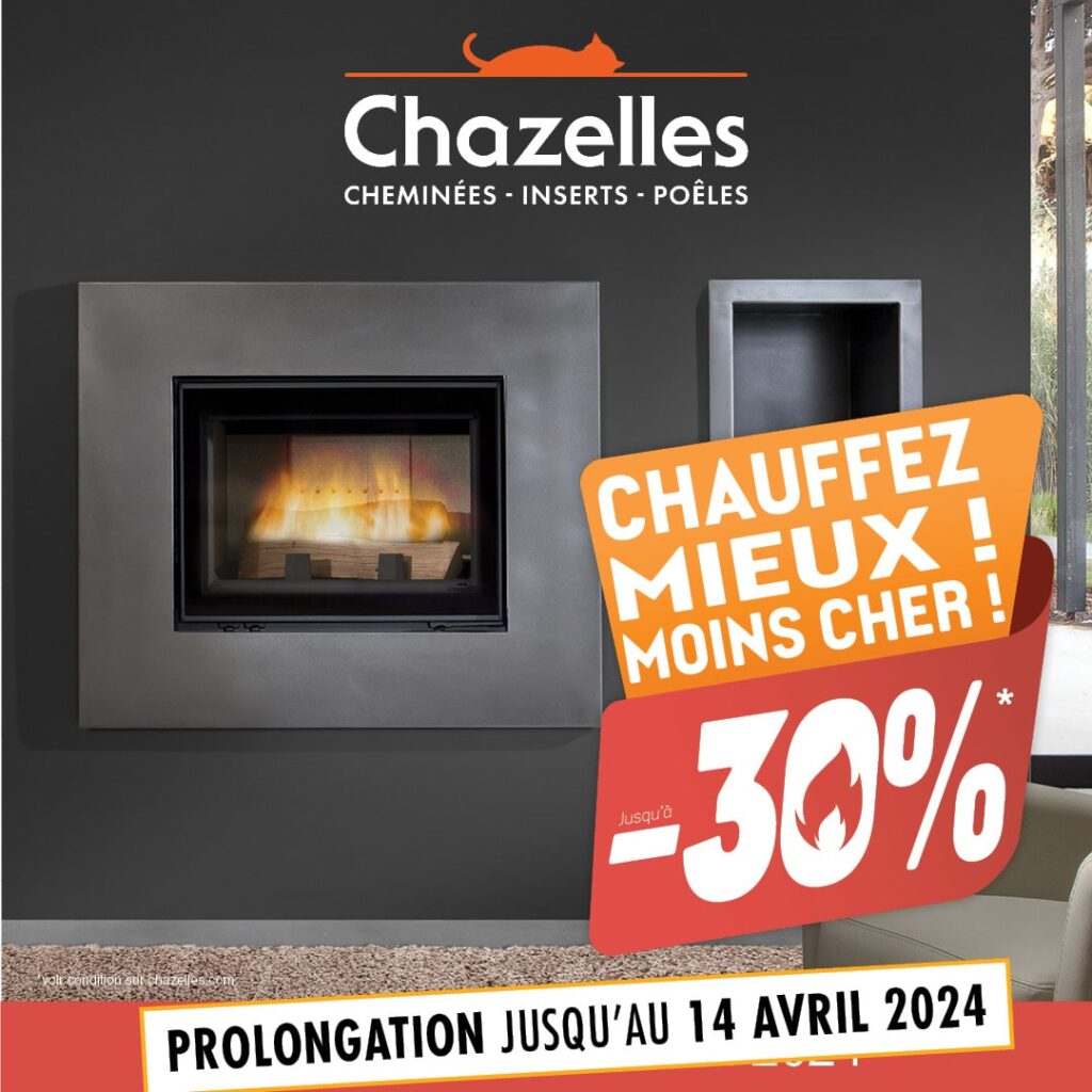 promotion poêles inserts buches granulés chazelles