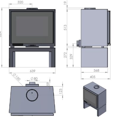 Poêle insert à bois carré 6.7 kW NASSAU 64